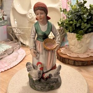 Homco Figurine with Green and White Dress